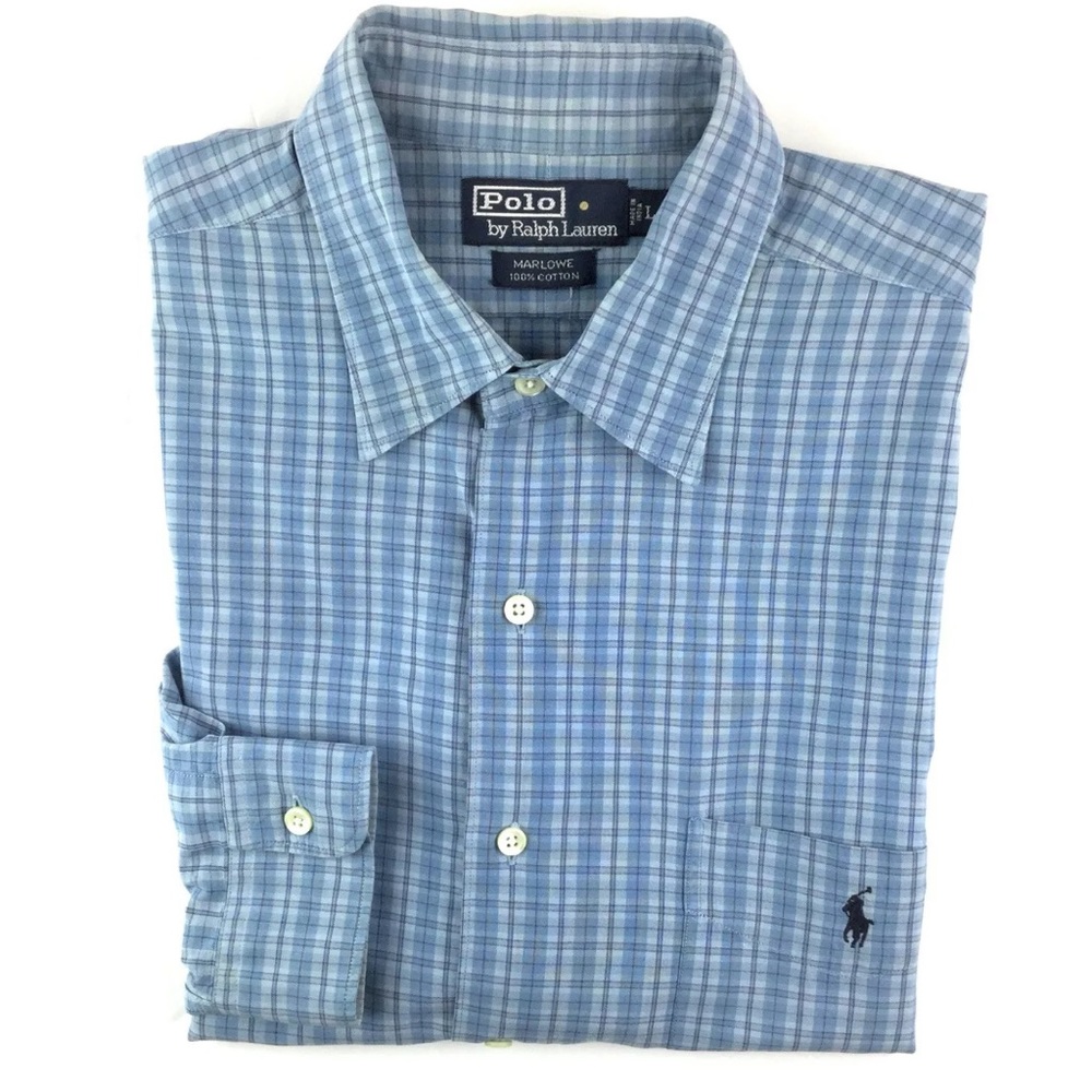 Polo Ralph Lauren Mens Shirt Marlowe Large Blue
